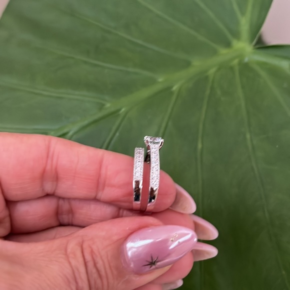 14k Solid Real white gold 2pc engagement ring - Picture 14 of 17